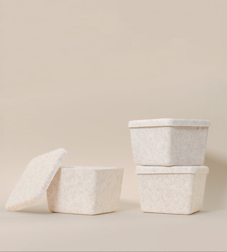 The Sculpted Bin - Petite with Lid | Set of 3