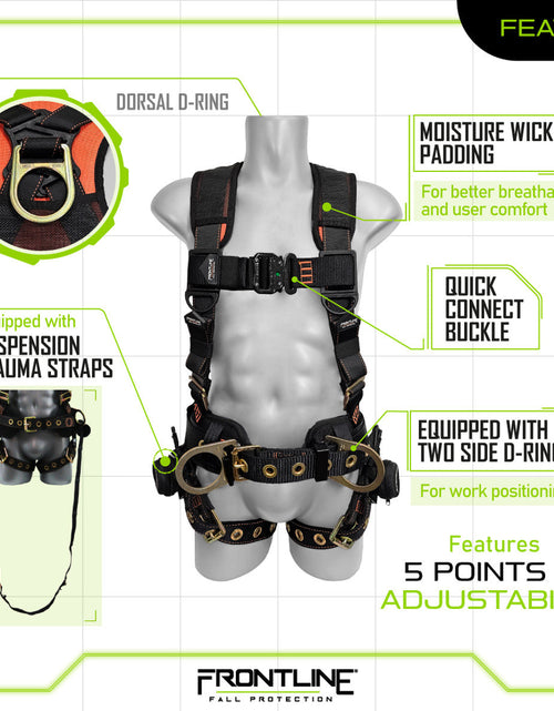 Load image into Gallery viewer, Frontline 100CTB Combat Construction Full Body Harness with Tongue Buckle Legs and Trauma Straps M/L
