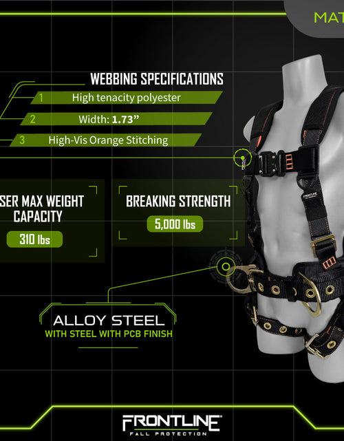 Load image into Gallery viewer, Frontline 100CTB Combat Construction Full Body Harness with Tongue Buckle Legs and Trauma Straps M/L
