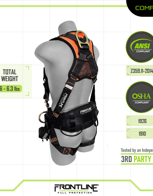 Load image into Gallery viewer, Frontline 100CTB Combat Construction Full Body Harness with Tongue Buckle Legs and Trauma Straps M/L
