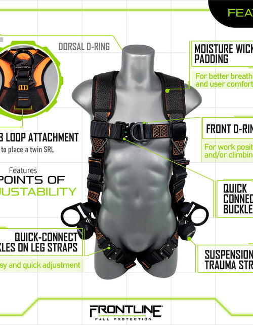 Load image into Gallery viewer, Frontline 105CFTB Combat Vest Style Harness with Front Side D-Rings and Suspension Trauma Straps Universal
