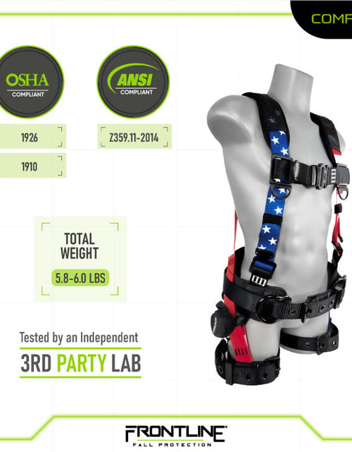 Load image into Gallery viewer, Frontline 110CTB-AM American Style Full Body Harness with Aluminum Hardware and Suspension Trauma Straps M/L
