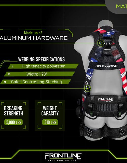 Load image into Gallery viewer, Frontline 110CTB-AM American Style Full Body Harness with Aluminum Hardware and Suspension Trauma Straps M/L
