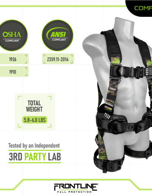 Load image into Gallery viewer, Frontline 110CTB-CF Camouflage Full Body Harness with Aluminum Hardware and Suspension Trauma Straps M/L
