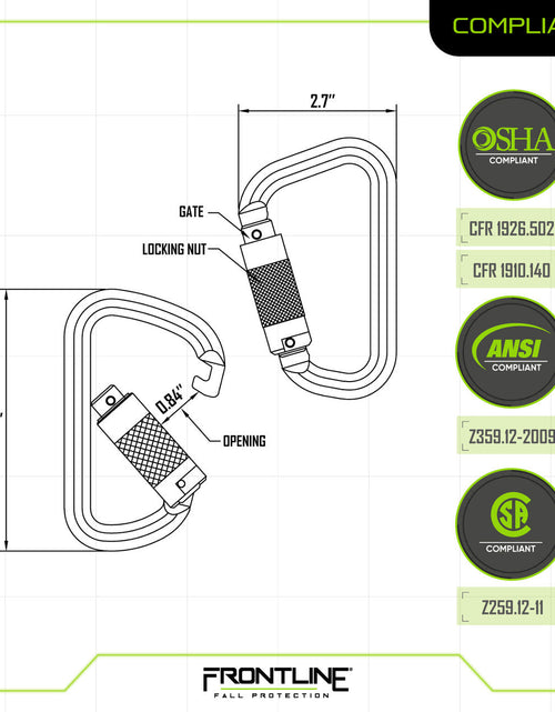 Load image into Gallery viewer, Frontline CSQ184 Steel Quarter Turn-locking Carabiner
