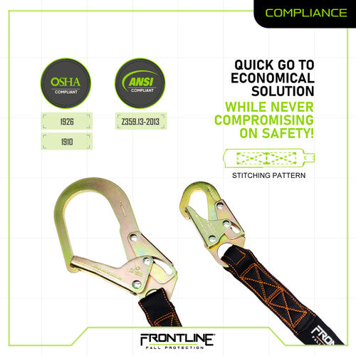 Load image into Gallery viewer, Frontline LIS61R Combat 6' Single Leg Rebar Hook End Lanyard with Internal Shock Absorber
