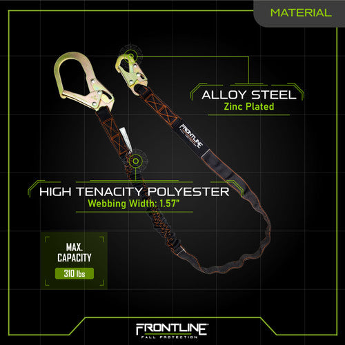 Load image into Gallery viewer, Frontline LIS61R Combat 6' Single Leg Rebar Hook End Lanyard with Internal Shock Absorber
