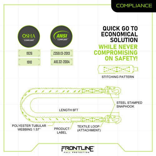 Load image into Gallery viewer, Frontline LIS61S Combat 6' Single Leg Snaphook Lanyard with Internal Shock Absorber
