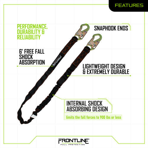 Load image into Gallery viewer, Frontline LIS61S Combat 6' Single Leg Snaphook Lanyard with Internal Shock Absorber
