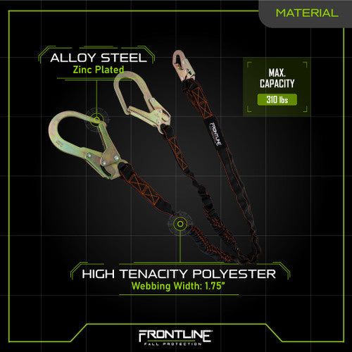 Load image into Gallery viewer, Frontline LIS62R Combat Twin Leg 6' Rebar Hook Lanyard with Internal Shock Absorber

