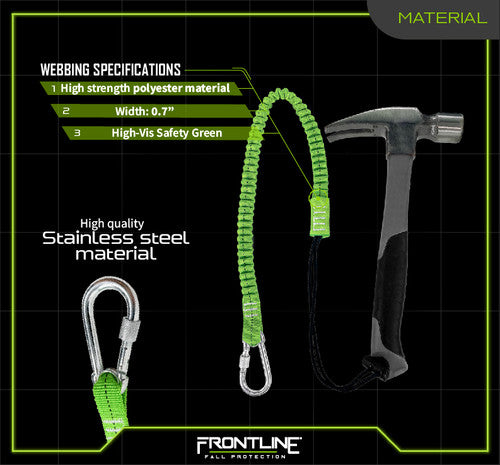 Load image into Gallery viewer, Frontline TLS15 ToolGrip Elastic Tool Tether 15 lbs with Steel Turn Lock Carabiner
