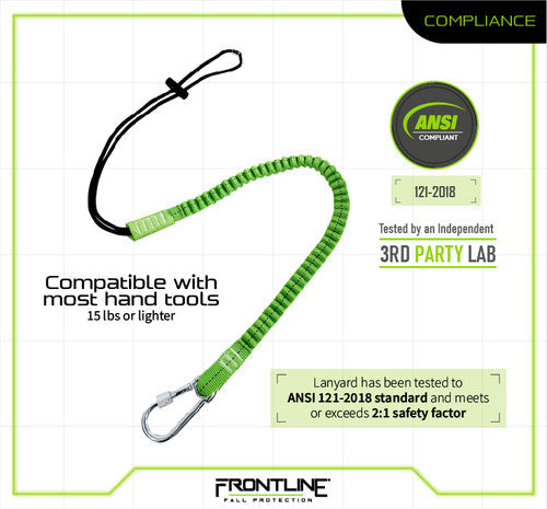 Load image into Gallery viewer, Frontline TLS15 ToolGrip Elastic Tool Tether 15 lbs with Steel Turn Lock Carabiner
