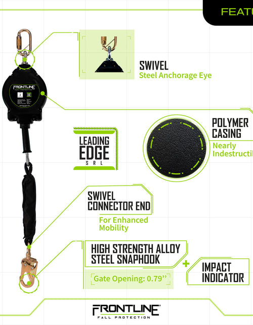 Load image into Gallery viewer, Frontline RPG25LE Leading Edge Cable Single Leg SRL with Steel Snap Hook End
