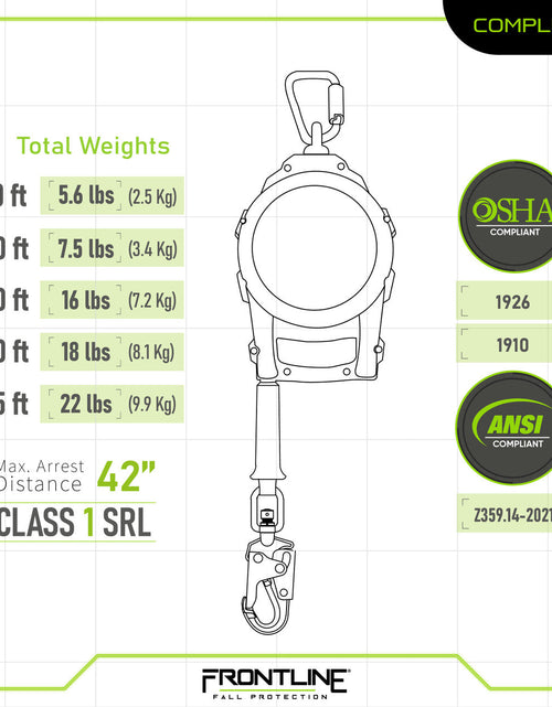 Load image into Gallery viewer, Frontline RPG10 10' Cable Single Leg SRL with Steel Snap Hook End with Carry on Handle and Tagline
