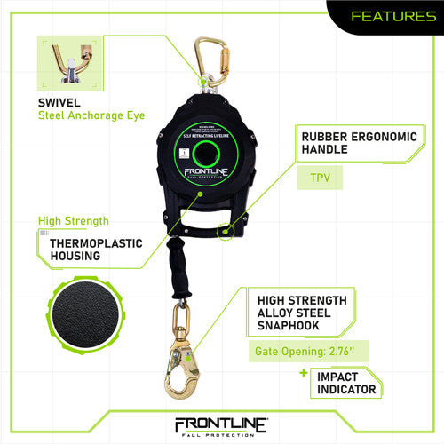 Load image into Gallery viewer, Frontline RPG10 10' Cable Single Leg SRL with Steel Snap Hook End with Carry on Handle and Tagline
