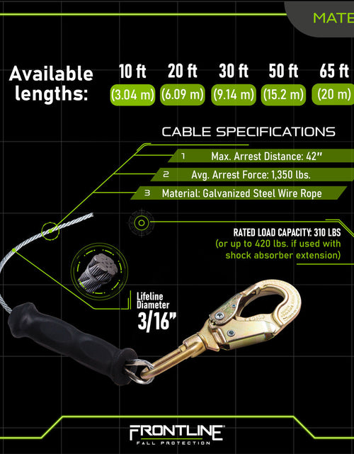 Load image into Gallery viewer, Frontline RPG30 30' Cable Single Leg SRL with Steel Snap Hook End with Carry on Handle and Tagline
