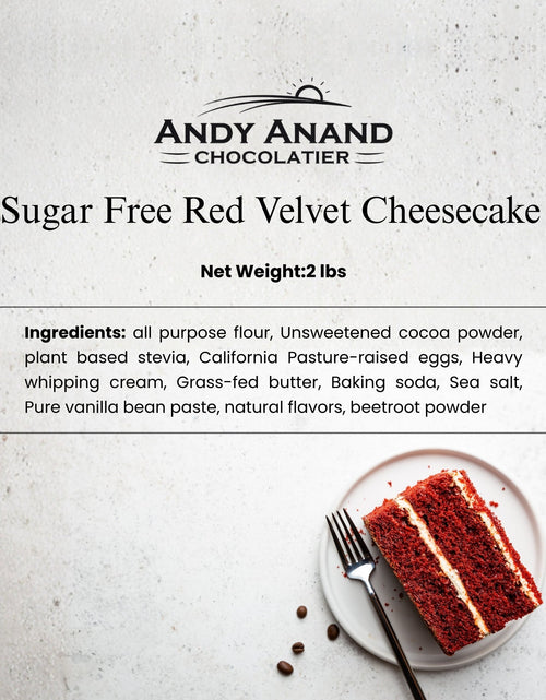 Load image into Gallery viewer, Andy Anand Sugar Free Red Velvet Cake – Keto &amp; Diabetic Friendly, Belgian Chocolate, Moist &amp; Rich, No Preservatives, 2.4 lb Gourmet Gift
