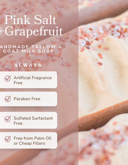 Load image into Gallery viewer, Pink Salt + Grapefruit Cleansing Bar Handmade Tallow and Goat Milk Soap Bar
