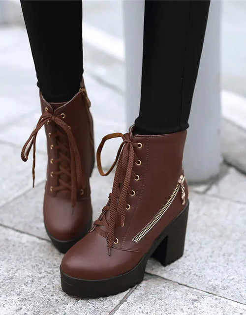 Load image into Gallery viewer, Women's Vintage Martin Ankle Boots with Chunky Heels
