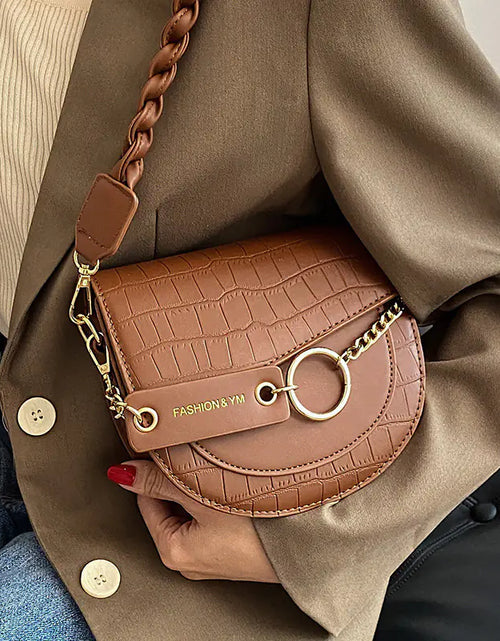Load image into Gallery viewer, Soft Leather Saddle Messenger Bag - Versatile Shoulder Bag
