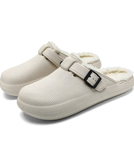 Fleece-Lined Eva Soft Bottom Slippers for Home Travel