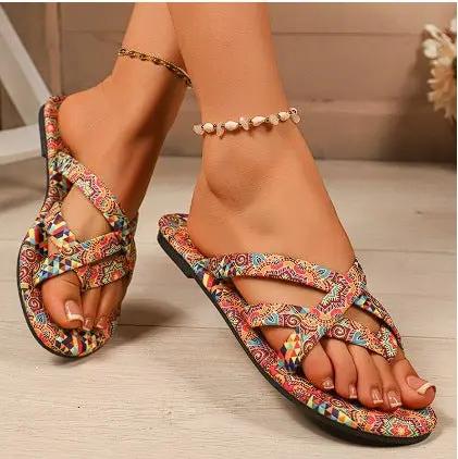 Load image into Gallery viewer, Women’s Boho Flat Printed Slippers
