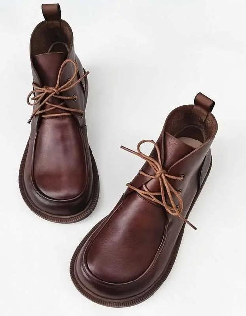 Load image into Gallery viewer, Women’s Pure Leather Chunky Big-Toe Ankle Boots
