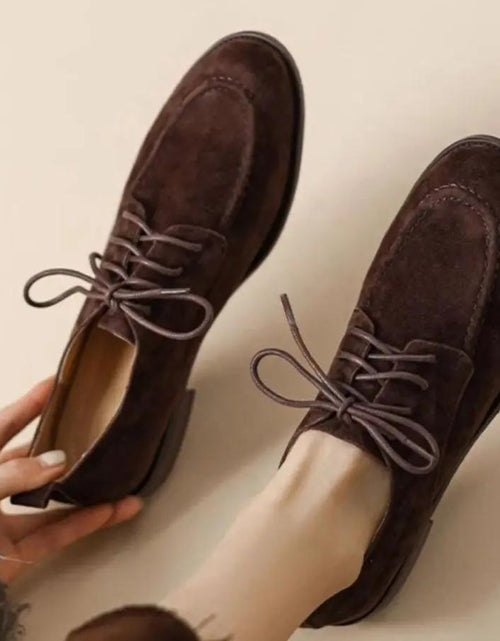 Load image into Gallery viewer, Women’s Retro Deep-Mouth Lace-Up Loafers
