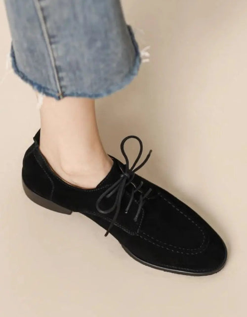 Load image into Gallery viewer, Women’s Retro Deep-Mouth Lace-Up Loafers
