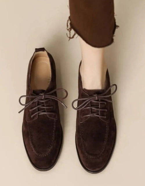 Load image into Gallery viewer, Women’s Retro Deep-Mouth Lace-Up Loafers
