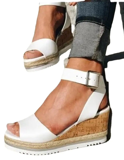 Load image into Gallery viewer, Summer Casual Korean Style Wedge Peep-Toe Heels
