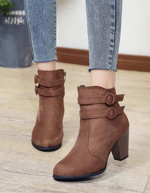 Load image into Gallery viewer, Women's Martin Boots - Chunky Heels, Warm Winter Style
