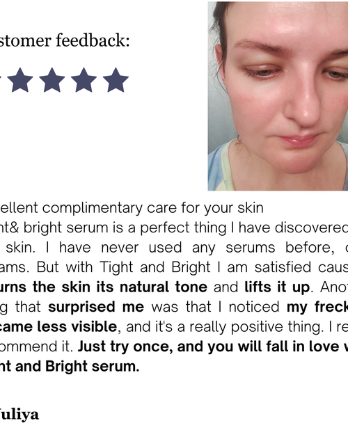 Load image into Gallery viewer, TIGHT AND BRIGHT, an Advanced Gentle Phyto-Retinol and Vitamin C Face Serum, 12 Innovative Technologies, 55% High-Performance Cosmeceuticals
