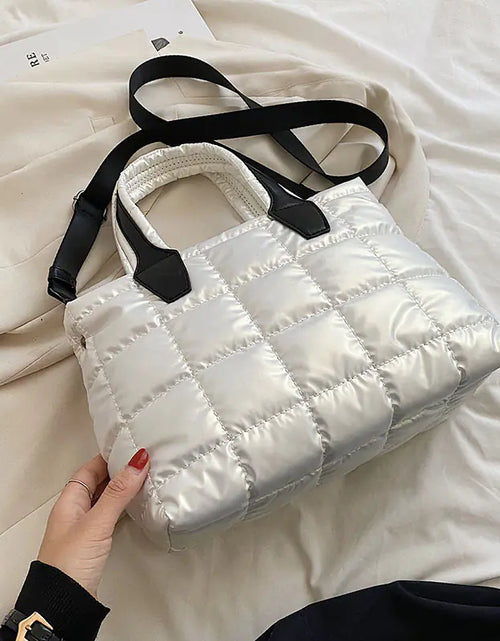 Load image into Gallery viewer, Fashionable Plaid Stitching Shoulder Bag
