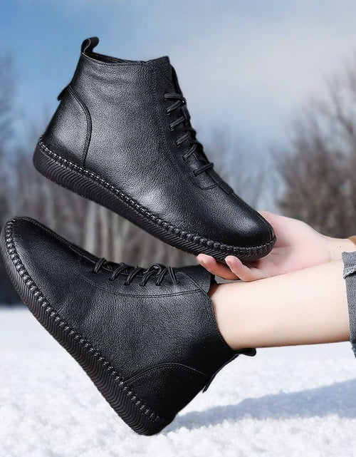 Load image into Gallery viewer, Women’s Genuine Leather Soft-Soled Flat Ankle Boots
