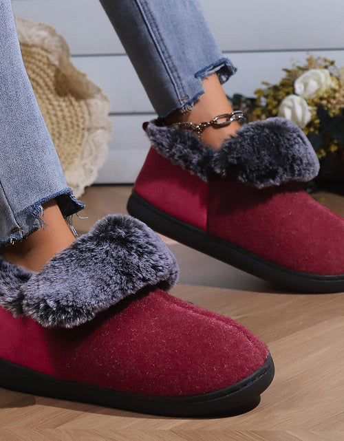 Load image into Gallery viewer, Women’s Felt-Fur Collar Indoor Winter Shoes | Cozy Slip-Ons
