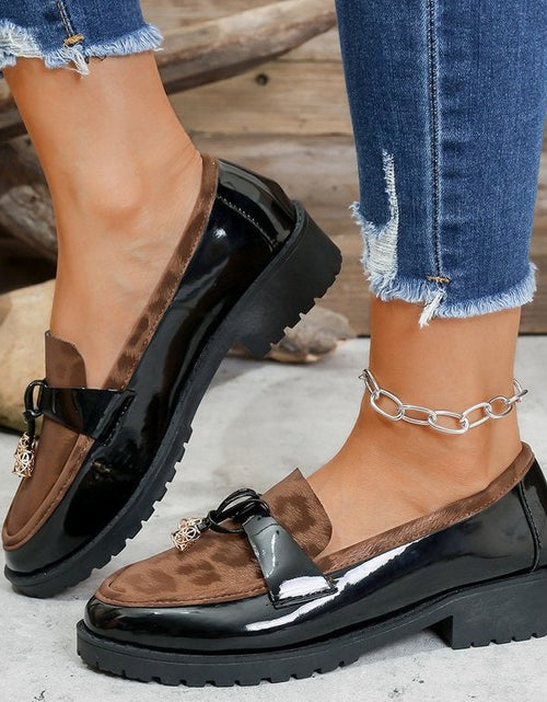Load image into Gallery viewer, Women's Korean Style Leopard Print Buckle Loafers – Mid-Heel Non-Slip Casual Shoes
