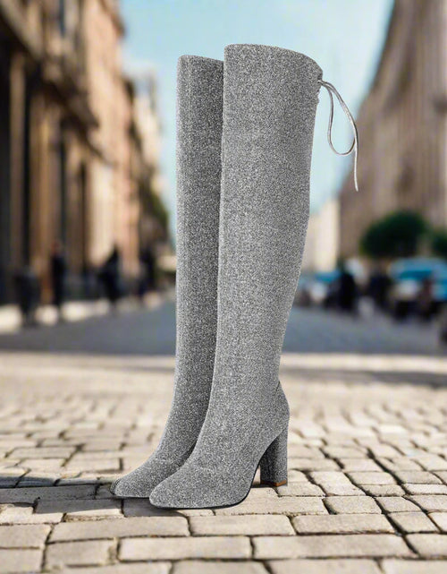 Load image into Gallery viewer, Plus-Size Over The Knee Long Boots for Women – Chunky Heel Nightclub Platform
