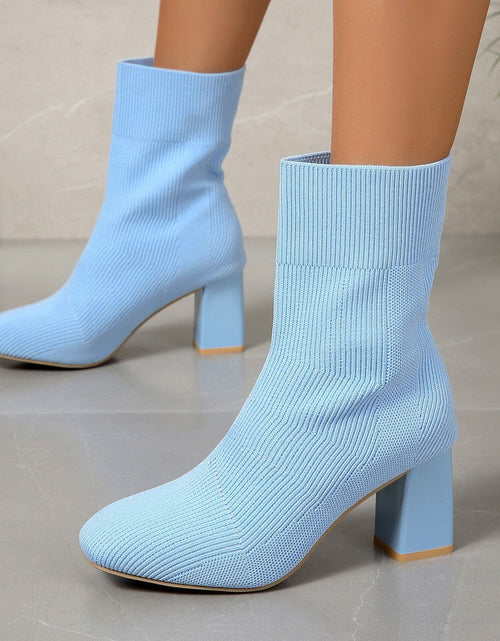 Load image into Gallery viewer, Knitted Round-Toe Sock Boots — High Heel Booties Women
