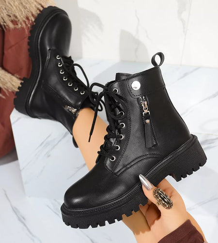 Round Toe Block Heels Boots with Mid-Heel Comfort