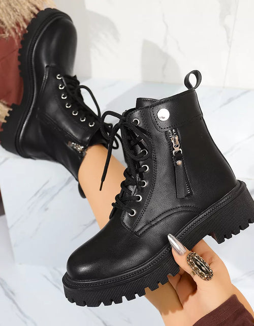 Load image into Gallery viewer, Round Toe Block Heels Boots with Mid-Heel Comfort
