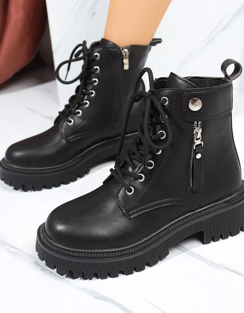 Load image into Gallery viewer, Round Toe Block Heels Boots with Mid-Heel Comfort
