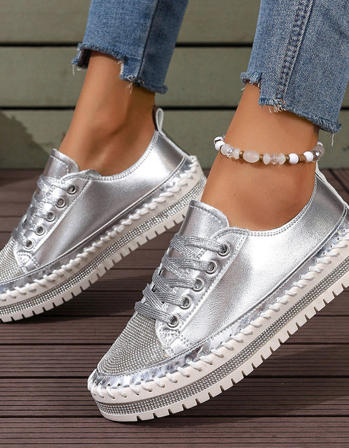 Load image into Gallery viewer, Women’s Plus Size White Sneakers – Chunky Sole Casual Everyday Shoes
