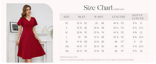 Load image into Gallery viewer, Bridesmay Red V-Neck Fit Flare Dress Women Classic Style XL Size
