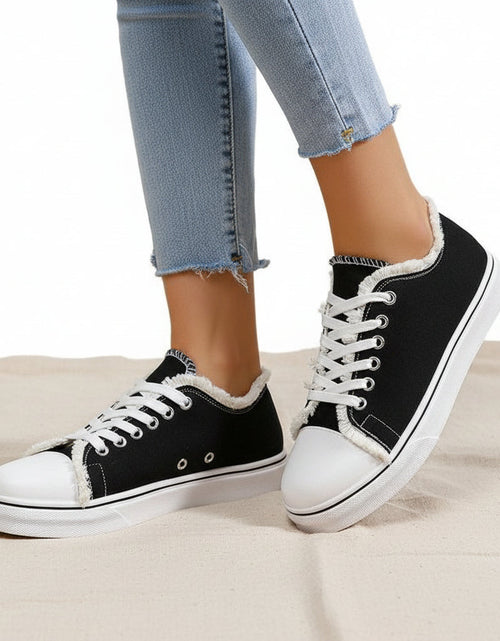 Load image into Gallery viewer, Women's Lace-Up Canvas Sneakers – Lightweight Flat Low-Top
