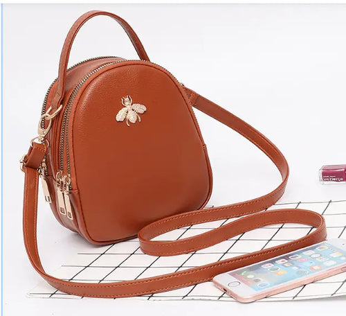 Load image into Gallery viewer, Mini Bee Shoulder Bag - Vintage PU Leather Crossbody

