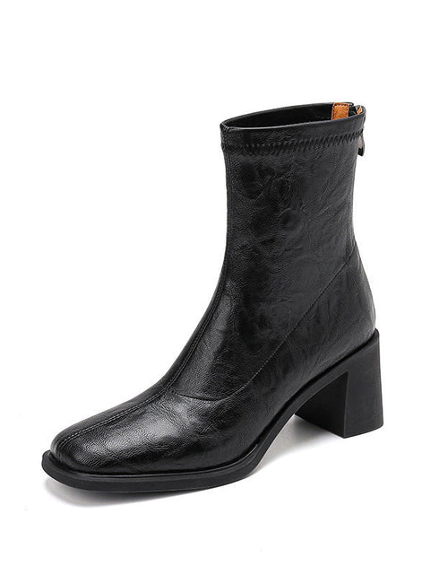 Load image into Gallery viewer, Stretch Retro Chunky Heels Commuter Boots — High Heel Style

