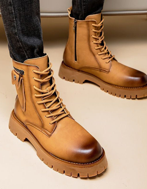 Load image into Gallery viewer, Leather High-Top Martin Boots
