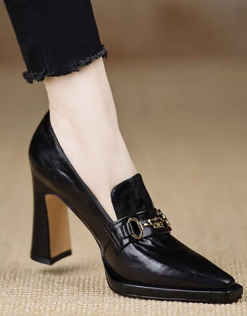 Load image into Gallery viewer, Women's Retro Chunky Heel Pointed Toe Pumps – Slip-On Office Heels

