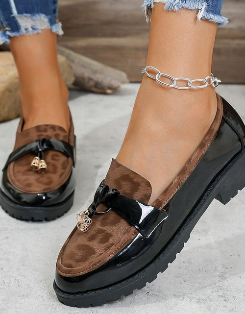 Load image into Gallery viewer, Women's Korean Style Leopard Print Buckle Loafers – Mid-Heel Non-Slip Casual Shoes
